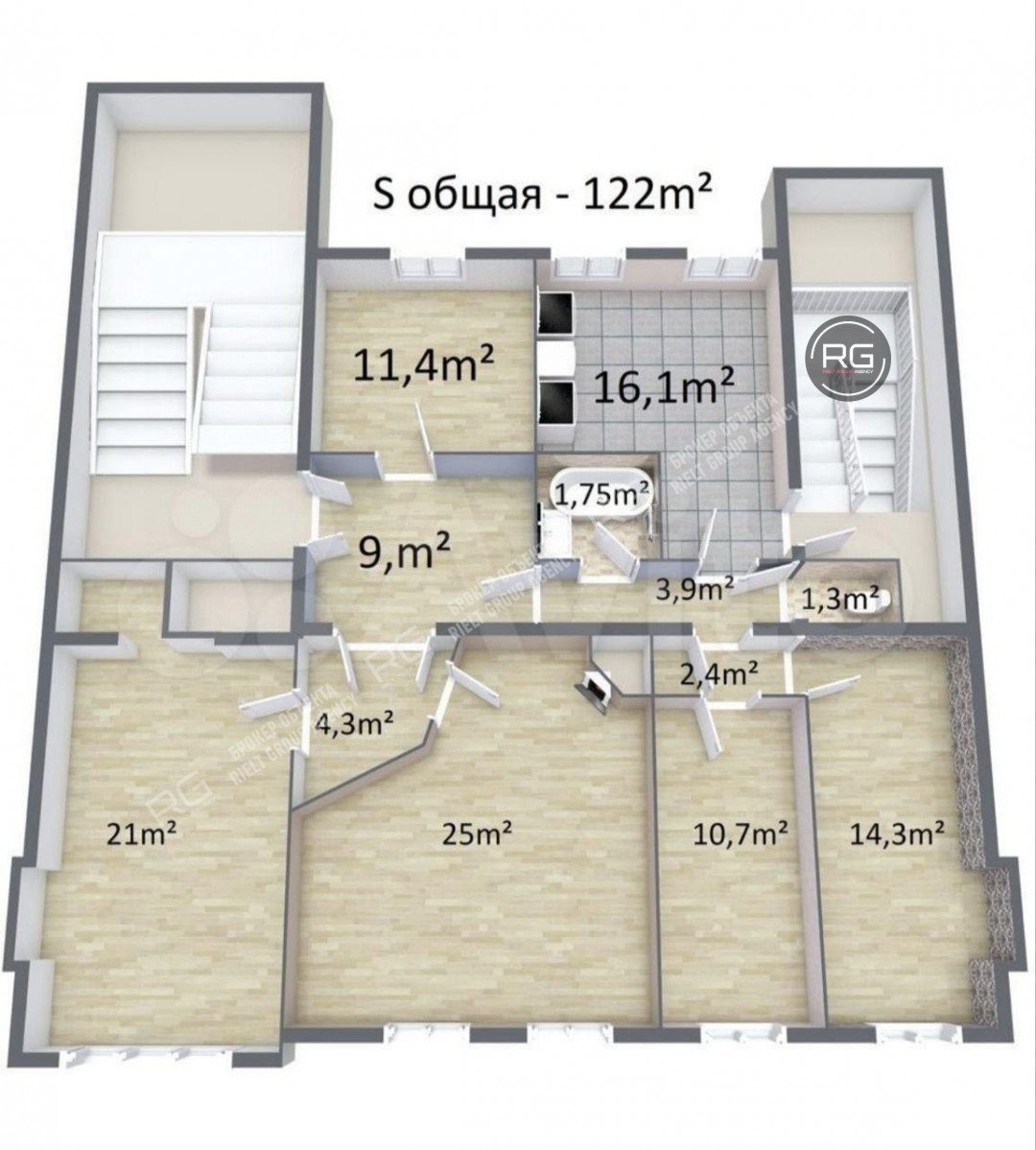   5к квартира на Невском!, 122.1 кв.м. 